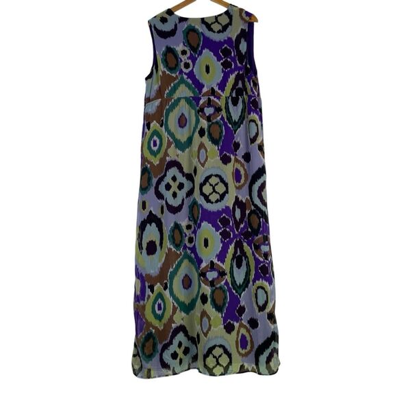 Chico's Chelsea Crinkle Chiffon Maxi Dress Size 3 / XL NEW Purple Ikat Print - Picture 5 of 8